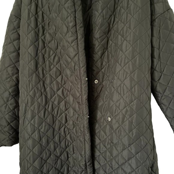 Women Wrap Long Padded Coat Oversize Large L Black Tie Adjustable Pockets - Picture 8 of 15